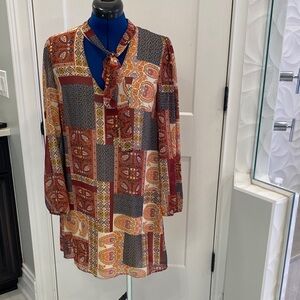 DR2 Multicolor Patchwork Long Sleeve Dress